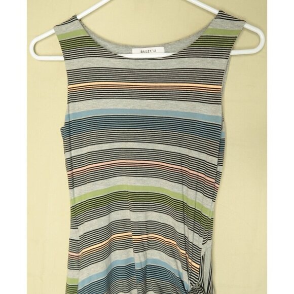 Anthropologie Bailey 44 Midi Dress Sleeveless Striped Front Knot Ruched Small - Picture 3 of 11